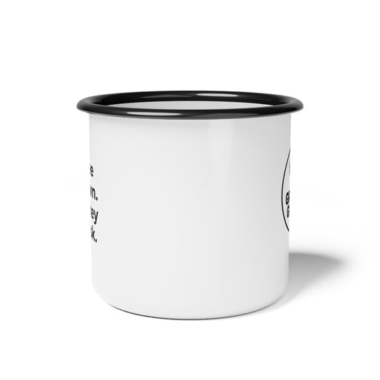 “Coffee at Dawn. Whiskey at Dusk.” Enamel Camp Mug | Granite Gumby
